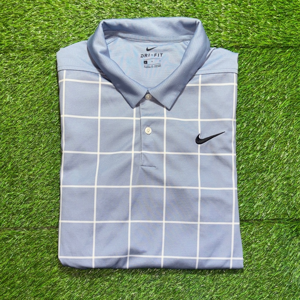 Nike Men's Light Blue Grid Polo Shirt